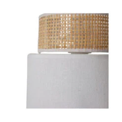 Applique Incurvée Rotin Et Tissu Blanc Ostaria -ATMOSPHERA Soldes Boutique applique incurvee rotin et tissu blanc ostaria 1 2