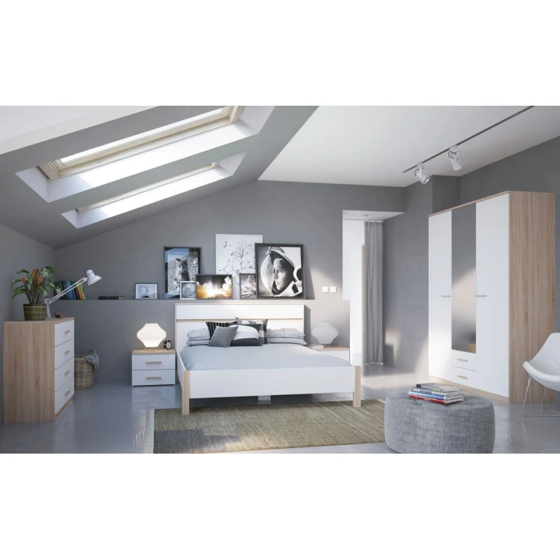 Demeyere Armoire 3 Portes Coloris Blanc Et Naturel Lena 2 Demeyere Armoire 3 Portes Coloris Blanc Et Naturel Lena – Image 2