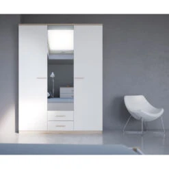 Demeyere Armoire 3 Portes Coloris Blanc Et Naturel Lena 6 Demeyere Armoire 3 Portes Coloris Blanc Et Naturel Lena -ATMOSPHERA Soldes Boutique armoire 3 portes coloris blanc et naturel lena 2