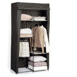 Armoire Modulable 3 Penderies / 5 étagères Noir 5Five -ATMOSPHERA Soldes Boutique armoire penderie 3 etageres noir 2