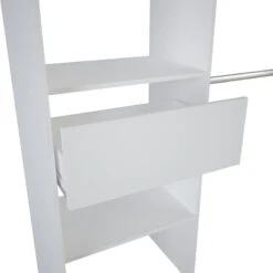 Demeyere Dressing Extensible Blanc Perle Avec Rideau Taupe -ATMOSPHERA Soldes Boutique armoire placard extensible avec rideau blanc perle 5