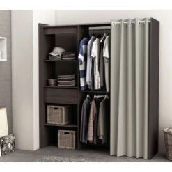 Demeyere Armoire/Placard Extensible SEATTLE Avec Rideau Chêne Vulcano -ATMOSPHERA Soldes Boutique armoire placard extensible seattle avec rideau chene vulcano 3