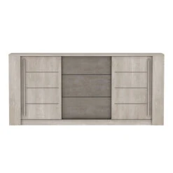 Demeyere Bahut 3 Tiroirs + 2 Portes CANNES Chêne Champagne/béton Clair -ATMOSPHERA Soldes Boutique bahut 3 tiroirs 2 portes cannes chene champagne beton clair 2