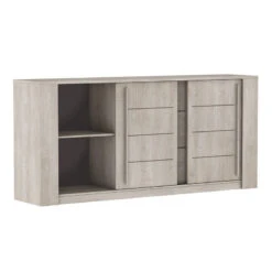 Demeyere Bahut 3 Tiroirs + 2 Portes CANNES Chêne Champagne/béton Clair -ATMOSPHERA Soldes Boutique bahut 3 tiroirs 2 portes cannes chene champagne beton clair 3