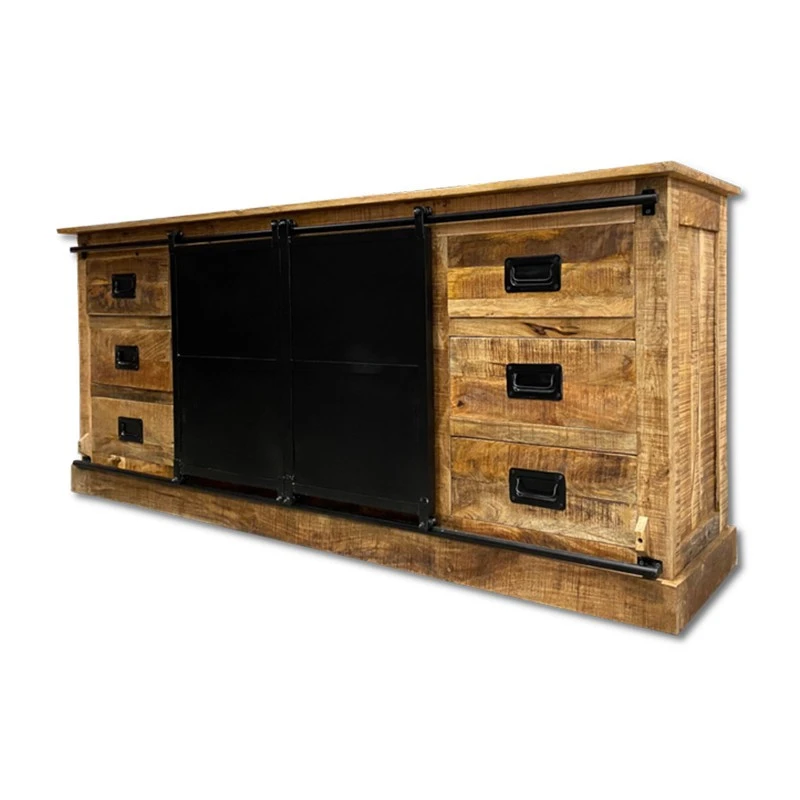 Bahut 6 Tiroirs Manguier Et Métal Barn 3 Bahut 6 Tiroirs Manguier Et Métal Barn – Image 3