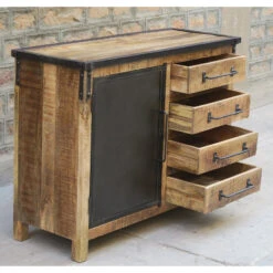 Buffet 1 Porte 4 Tiroirs Bois De Manguier Et Métal -ATMOSPHERA Soldes Boutique buffet 1 porte 4 tiroirs bois de manguier et metal 3