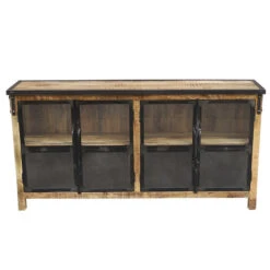 Buffet 4 Portes En Bois Massif Et Métal