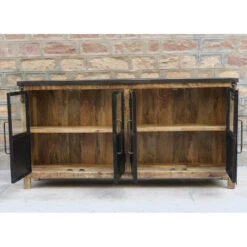 Buffet 4 Portes En Bois Massif Et Métal -ATMOSPHERA Soldes Boutique buffet 4 portes en bois massif et metal 3