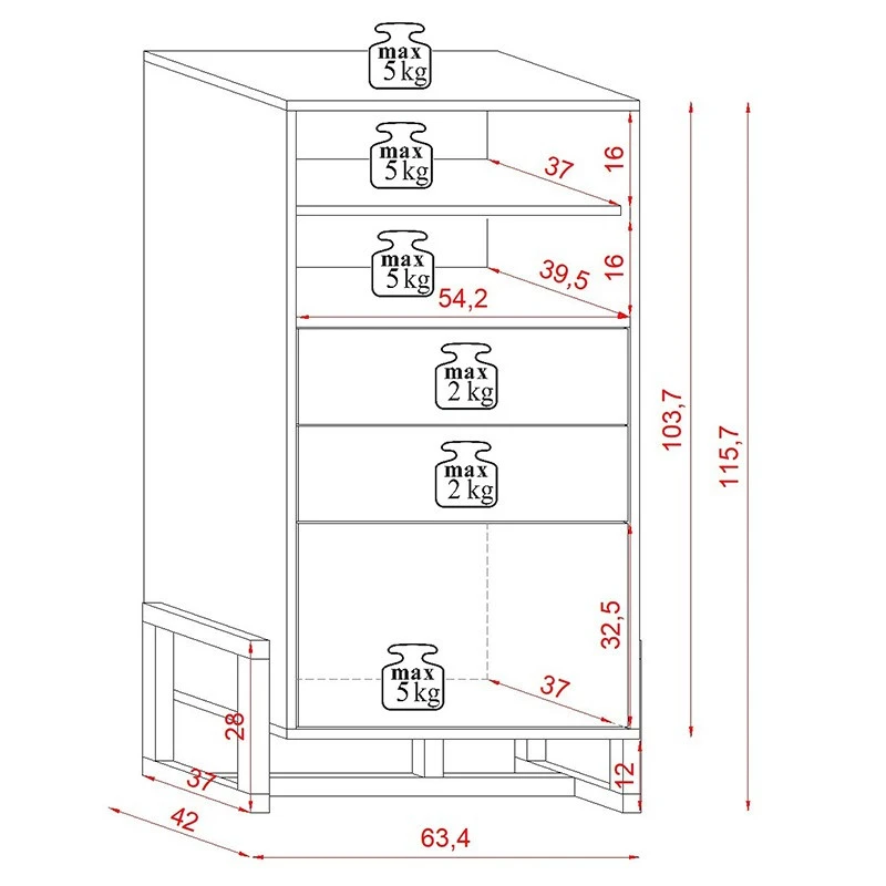 Buffet Haut 2 Tiroirs 1 Porte Oslo Blanc 7 Buffet Haut 2 Tiroirs 1 Porte Oslo Blanc – Image 7