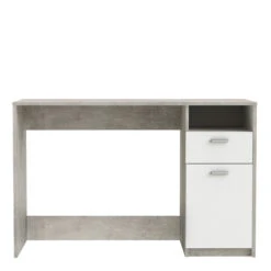 Demeyere Bureau Détroit Béton 1 Porte + 1 Niche + 1 Tiroir -ATMOSPHERA Soldes Boutique bureau detroit blanc beton 1 porte 1 niche 1 tiroir 2