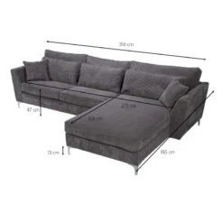 Canapé Angle Droit Isla Velours Côtelé Gris -ATMOSPHERA Soldes Boutique canape angle droit gris isla 6