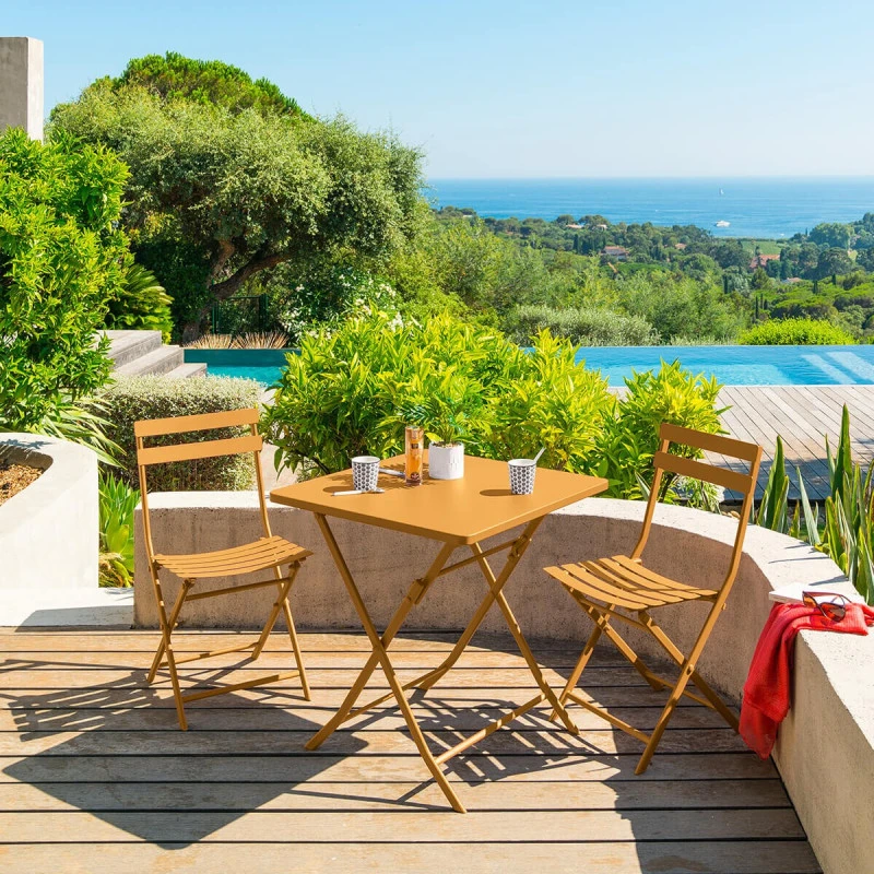 Chaise Métal Pliante Greensboro Ocre Hespéride 4 Chaise Métal Pliante Greensboro Ocre Hespéride – Image 4