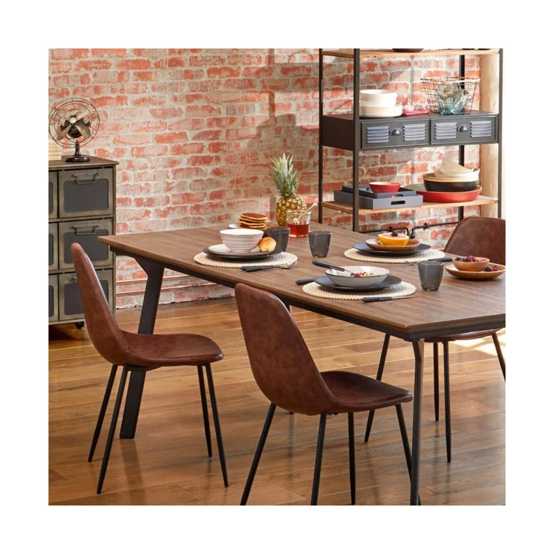 Chaise Vladi Effet Cuir Marron Atmosphera 5 Chaise Vladi Effet Cuir Marron Atmosphera – Image 5