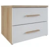 Demeyere Chevet 2 Tiroirs Blanc Et Naturel Lena