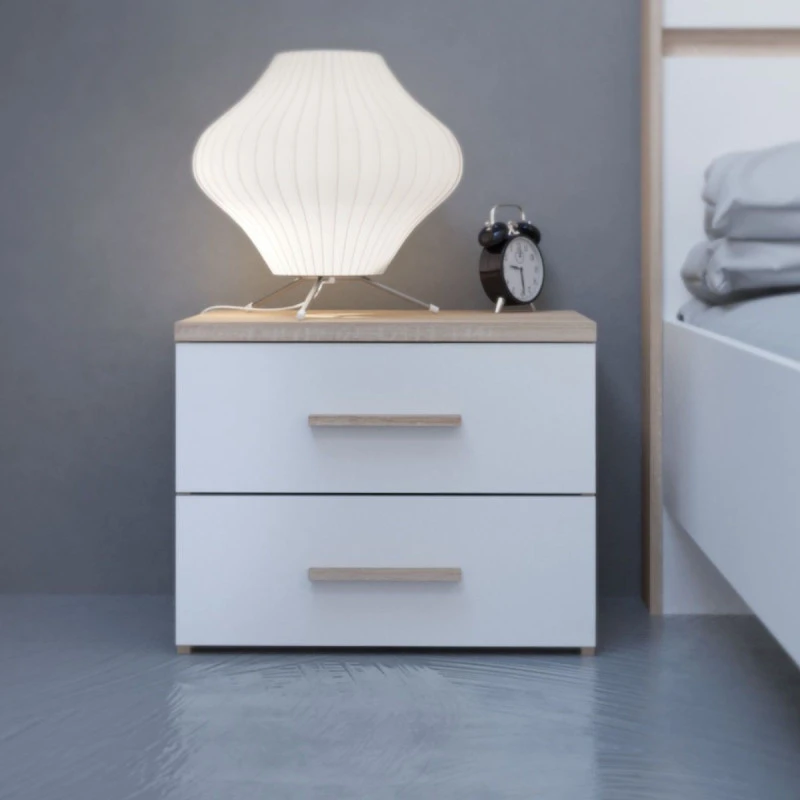 Demeyere Chevet 2 Tiroirs Blanc Et Naturel Lena 3 Demeyere Chevet 2 Tiroirs Blanc Et Naturel Lena – Image 3