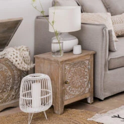 Chevet Shirel 1 Porte Bois Blanchi Atmosphera -ATMOSPHERA Soldes Boutique chevet shirel 1 porte bois blanchi atmosphera 4