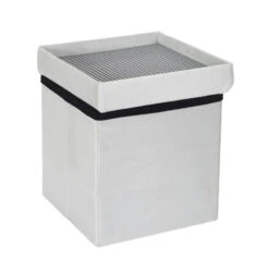 Coffre Pouf Pliable Gris Compatible Briques