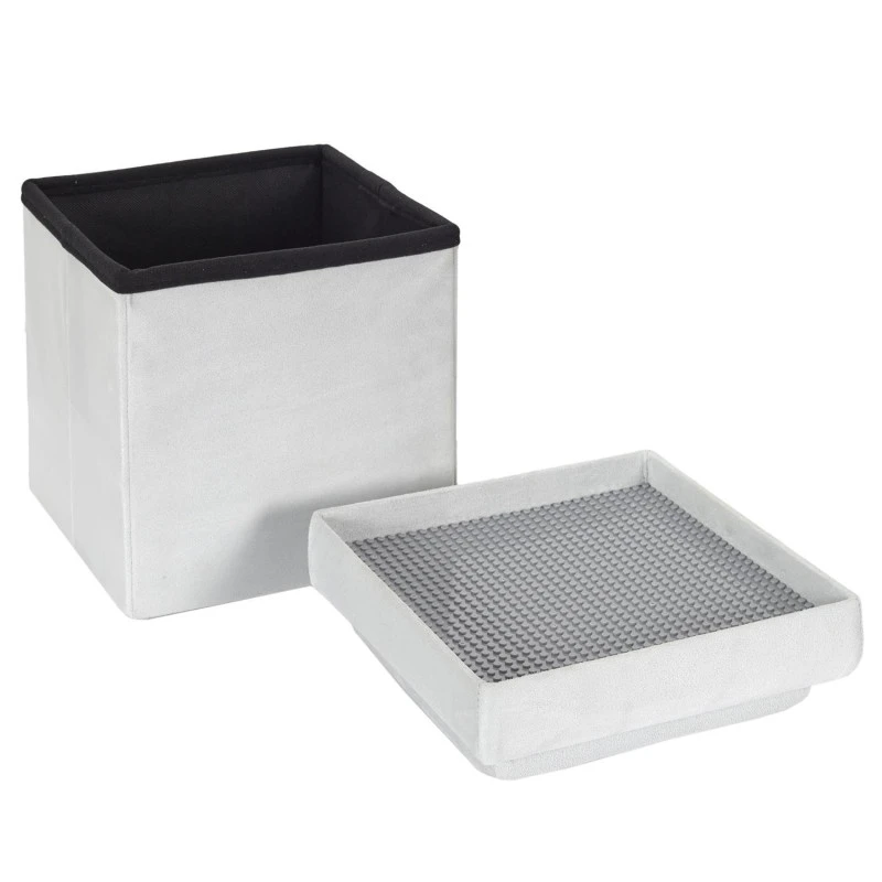 Coffre Pouf Pliable Gris Compatible Briques 6 Coffre Pouf Pliable Gris Compatible Briques – Image 6