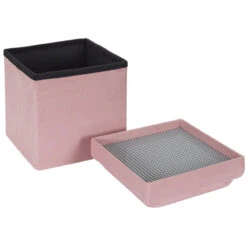 Coffre Pouf Pliable Rose Compatible Briques -ATMOSPHERA Soldes Boutique coffre pouf pliable rose compatible briques 1 3