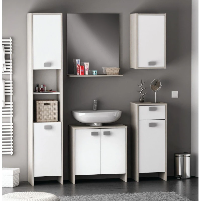 Demeyere Colonne 2 Portes HONOLULU Blanc/chêne Champagne 4 Demeyere Colonne 2 Portes HONOLULU Blanc/chêne Champagne – Image 4