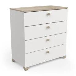 Demeyere Commode 4 Tiroirs Izzy Blanc Et Bois