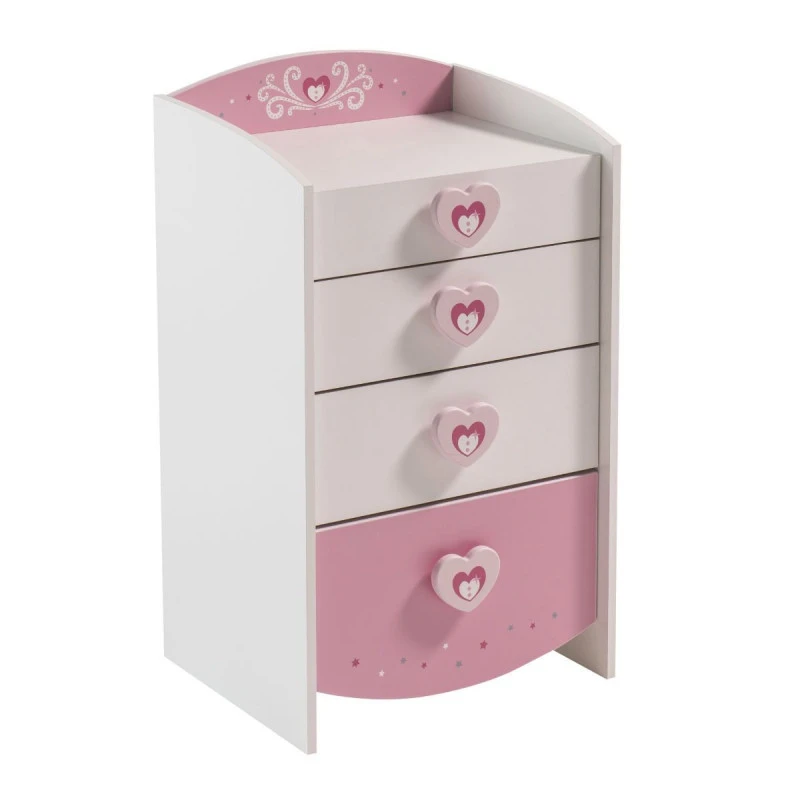 Demeyere Commode Enfant 4 Tiroirs Anastasia Rose Et Blanche 1 Demeyere Commode Enfant 4 Tiroirs Anastasia Rose Et Blanche