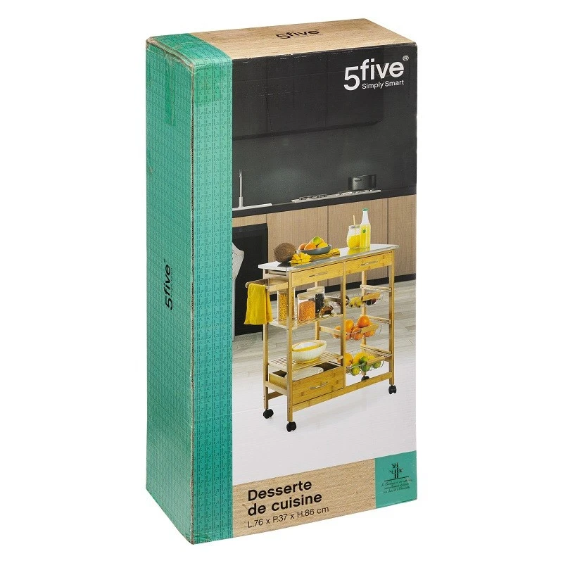 Desserte Bambou 6 Tiroirs Roulettes 76 Cm 5five 2 Desserte Bambou 6 Tiroirs Roulettes 76 Cm 5five – Image 2