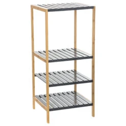 ATMOSPHERA Soldes Boutique -ATMOSPHERA Soldes Boutique etagere 4 niveaux salle bain varia gris bambou 1