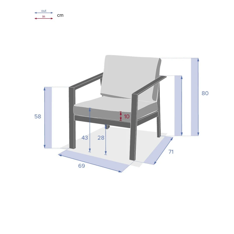 Fauteuil 1 Place Pavane Graphite Hespéride 6 Fauteuil 1 Place Pavane Graphite Hespéride – Image 6