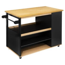 Ilot De Cuisine Noir Et Naturel 5Five -ATMOSPHERA Soldes Boutique ilot de cuisine noir et naturel 5five 2