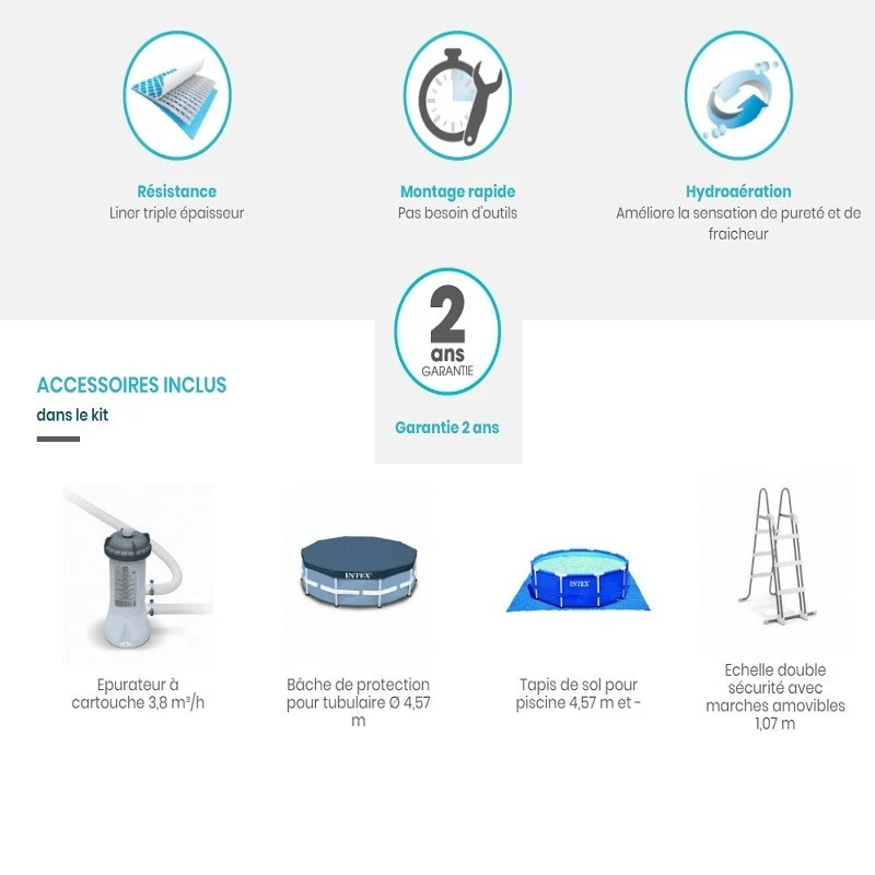 Piscine Prism Frame Ronde 4,57 X 1,07 M Intex 4 Piscine Prism Frame Ronde 4,57 X 1,07 M Intex – Image 4