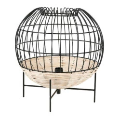 Lampe à Poser Calypso Boule Rotin Et Métal Ostaria