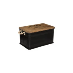 Lot De 3 Malles Métal Noir Plateau Bois Atmosphera -ATMOSPHERA Soldes Boutique lot de 3 malles metal noir plateau bois atmosphera 2