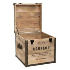 Malle Pouf Vintage En Bois Atmosphera -ATMOSPHERA Soldes Boutique malle pouf vintage en bois atmosphera 2