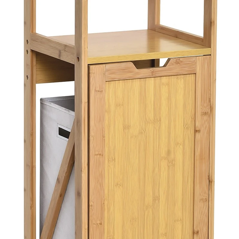 Meuble Bas Bambou Avec Panier à Linge Mahé 2 Meuble Bas Bambou Avec Panier à Linge Mahé – Image 2