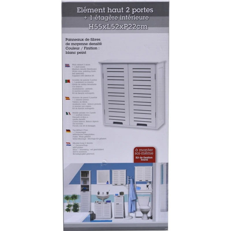 Meuble Haut 2 Portes Blanc Miami 2 Meuble Haut 2 Portes Blanc Miami – Image 2