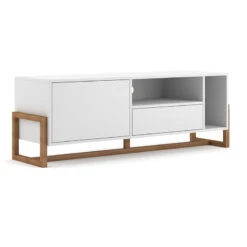 Meuble TV 2 Portes 2 Niches Oslo Blanc -ATMOSPHERA Soldes Boutique meuble tv 2 portes 2 niches oslo blanc 6