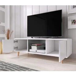 Meuble TV 2 Portes Sweden Blanc -ATMOSPHERA Soldes Boutique meuble tv 2 portes sweden blanc 2