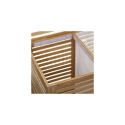 Panier à Linge Double En Bambou Sicela 5Five -ATMOSPHERA Soldes Boutique panier a linge double en bambou tissu 2