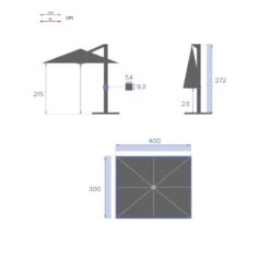Parasol Décentré Eléa Inclinable Rectangulaire Bleu Canard Hespéride -ATMOSPHERA Soldes Boutique parasol decentre elea inclinable 3x4 bleu canard hesperide 6