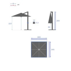 Parasol Déporté Carré Equador Ardoise Hespéride -ATMOSPHERA Soldes Boutique parasol deporte carre equador ardoise hesperide 1 7
