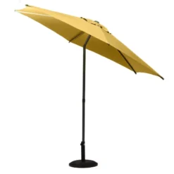 Parasol Droit Rond 2,7m Soya Jaune Moutarde Hespéride -ATMOSPHERA Soldes Boutique parasol droit rond 27m soya jaune moutarde hesperide 2