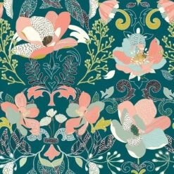 Parure De Lit Amelia Bleu Canard Et Motifs 240x220 Atmosphera -ATMOSPHERA Soldes Boutique parure de lit amelia bleu canard et motifs 240x220 atmosphera 2