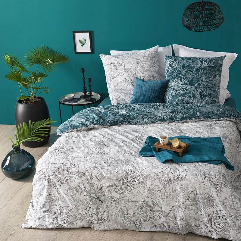 Parure De Lit Jungle Blanc/bleu Canard 240x220 Atmosphera 1 Parure De Lit Jungle Blanc/bleu Canard 240x220 Atmosphera