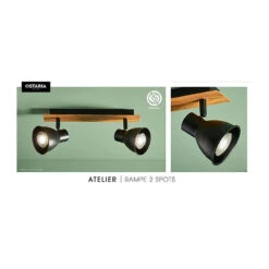 Rampe 2 Spots Atelier Métal Et Bois Ostaria -ATMOSPHERA Soldes Boutique rampe 2 spots atelier metal et bois ostaria 2