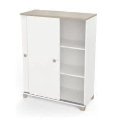 Demeyere Rangement 2 Portes Coulissantes Izzy Blanc Et Bois 5 Demeyere Rangement 2 Portes Coulissantes Izzy Blanc Et Bois -ATMOSPHERA Soldes Boutique rangement 2 portes coulissantes izzy blanc et bois 2