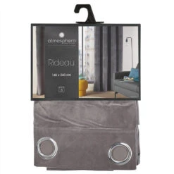 Rideau Gris Foncé Lilou 140x260 Atmosphera -ATMOSPHERA Soldes Boutique rideau gris fonce lilou 140x260 atmosphera 3