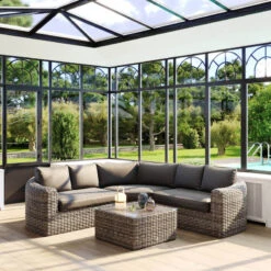 Salon Angle Moorea 5 Places Terre D'ombre Hespéride -ATMOSPHERA Soldes Boutique salon angle moorea 5 places terre d ombre hesperide 1 2