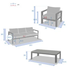 Salon De Jardin 5 Places Jauca Noisette / Gris Boisé Hespéride -ATMOSPHERA Soldes Boutique salon de jardin 5 places jauca noisette gris boise hesperide 1 3