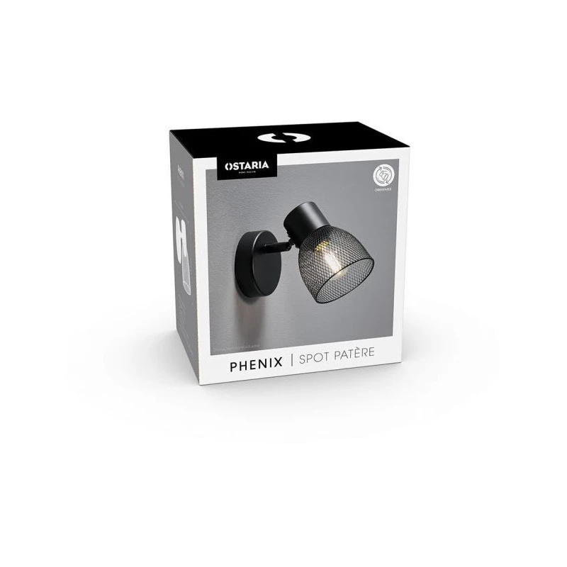 Spot Phenix En Métal Grillage Noir Ostaria 2 Spot Phenix En Métal Grillage Noir Ostaria – Image 2
